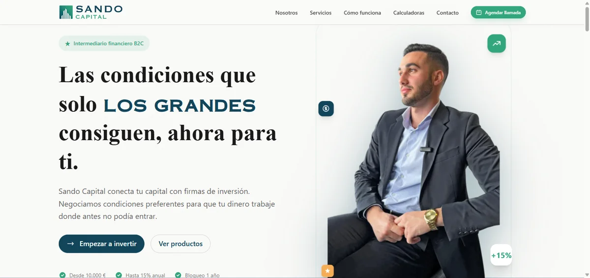 Sando Capital — web + sistema de calificación IA